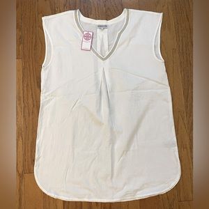 NWT Buckhead Betties Linen Blend White Sleeveless Tunic Size L